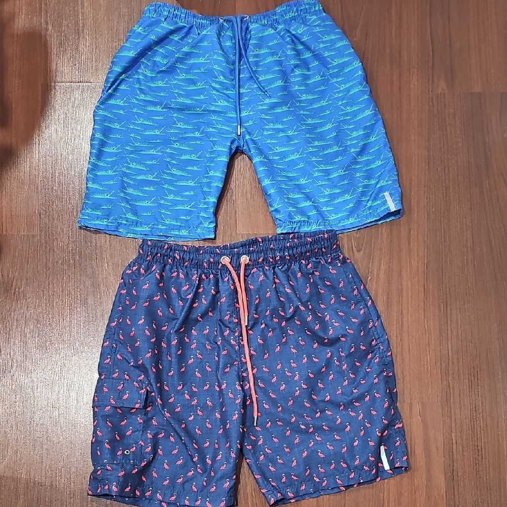 Forcast Navy and Red Patterned Shorts
